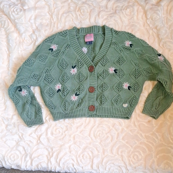souris mini Other - Souris Mini Green Knit Embroidered Cardigan